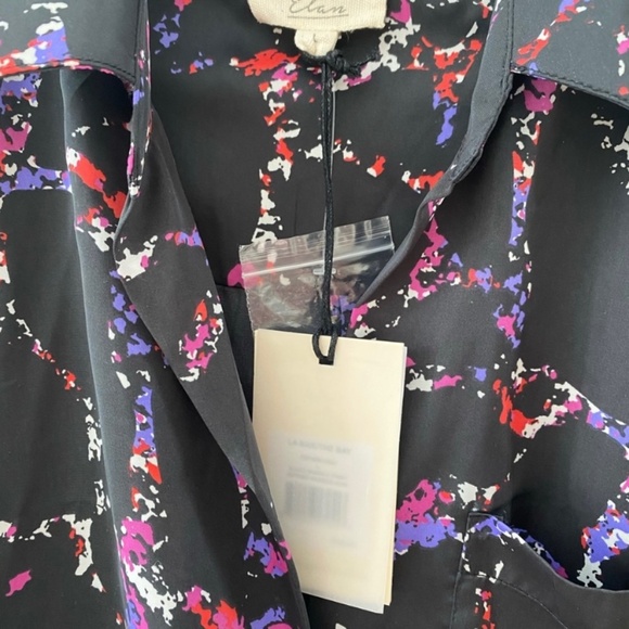 Elan Faux Wrap Black Dress Size Large - Picture 2 of 7